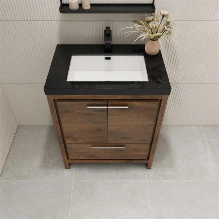30-inch Melamine Veneer Single Basin Bathroom Cabinet With Soft Close
