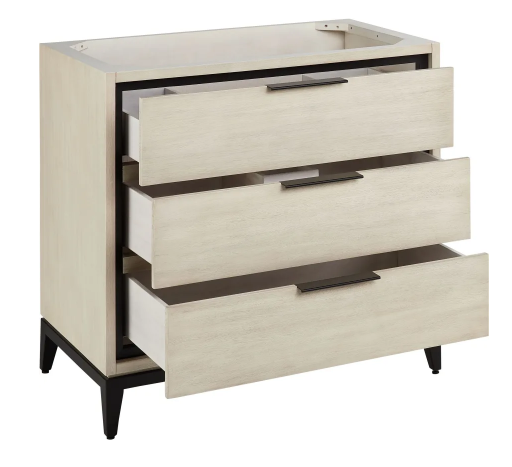 37-inch Milky Melamine Bathroom Cabinet Quartz Stone Countertop